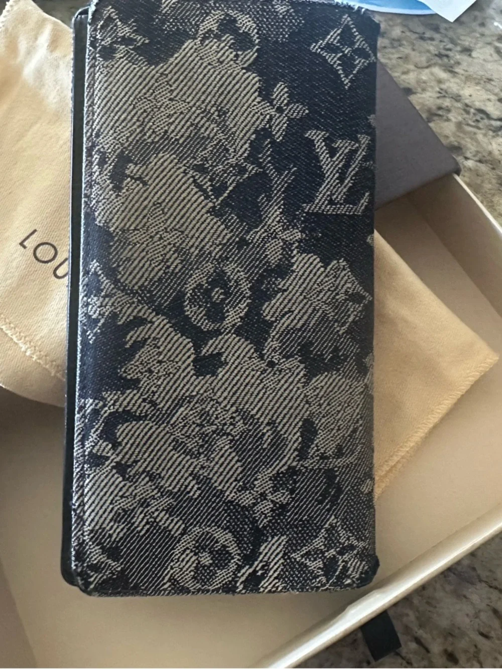 Louis Vuitton Blue Monogram Tapestry Brazzaville Wallet